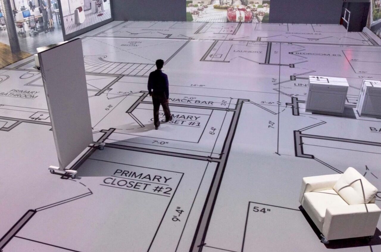 Close detail of a 1:1 projected floor plan